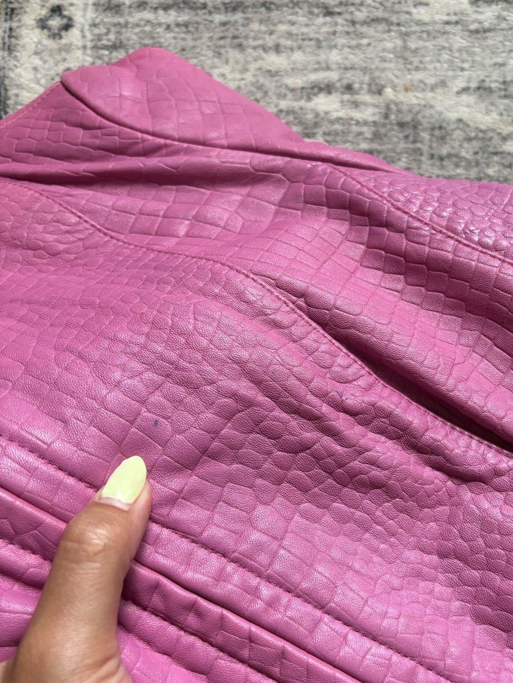Vintage 90s y2k pink genuine leather crocodile embossed size 10 Anne Klein fall - Picture 13 of 13